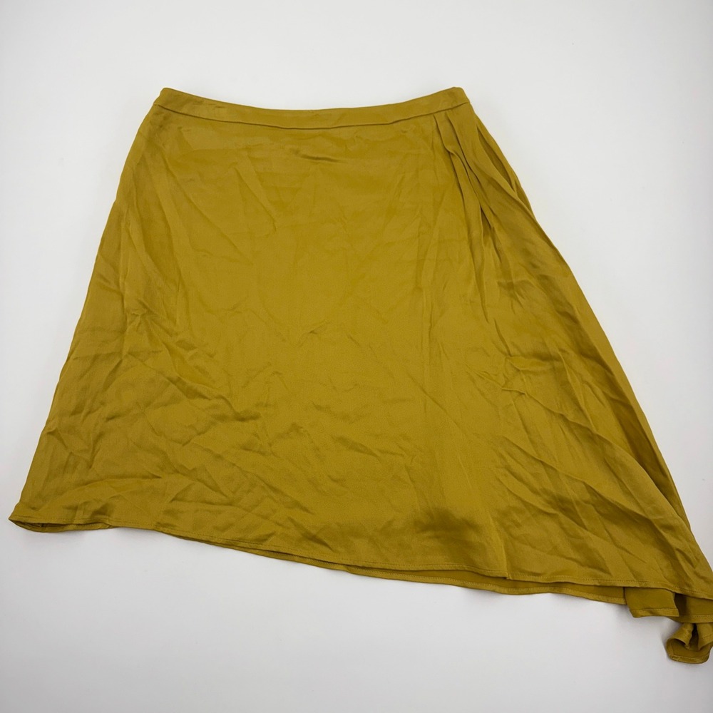 Antonio Melani Satin Midi Skirt Women's 10 Olive Asymmetrical Lined Elegant NWT